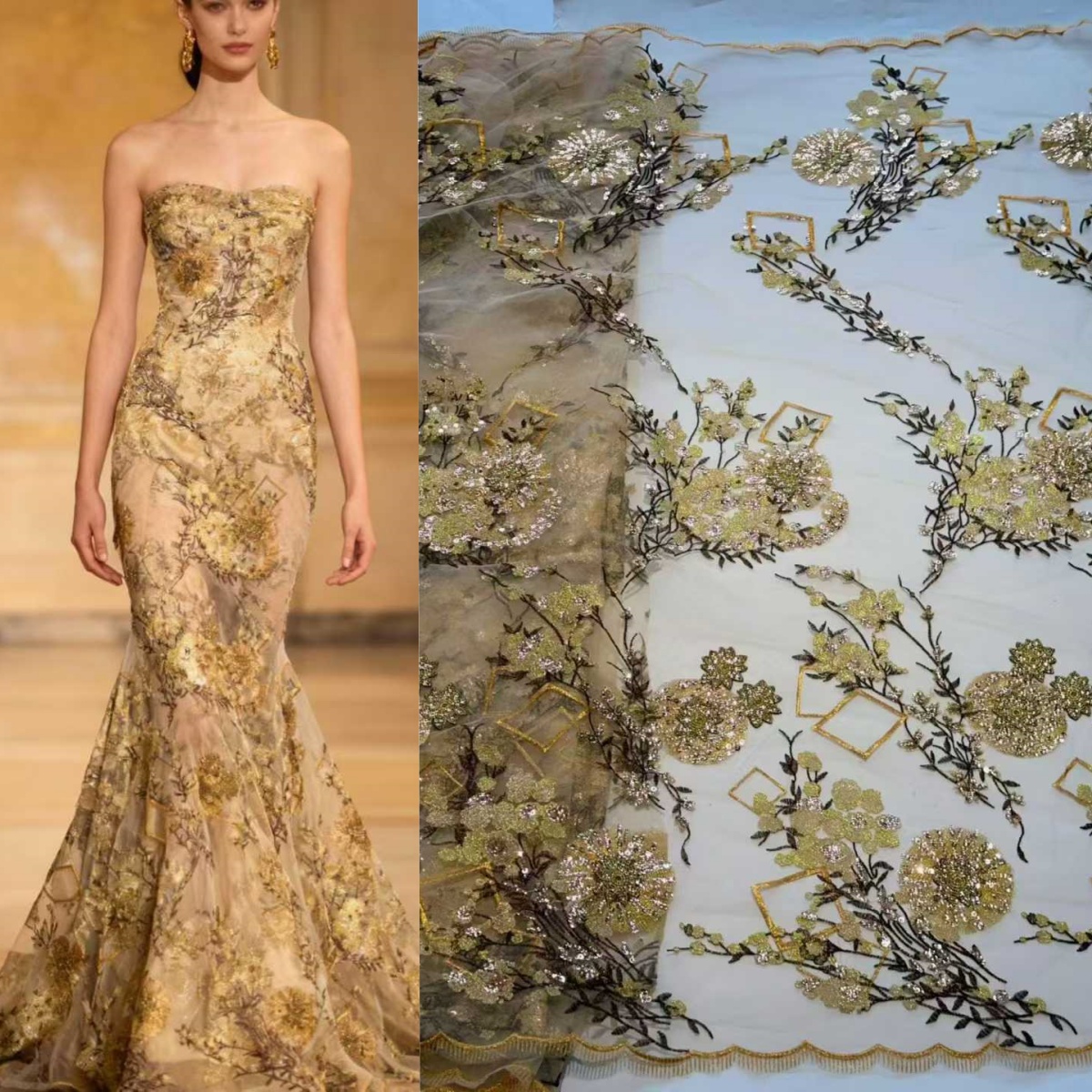Crystal Mesh Fabric - High Couture Crystal Irregular Sequin Mesh