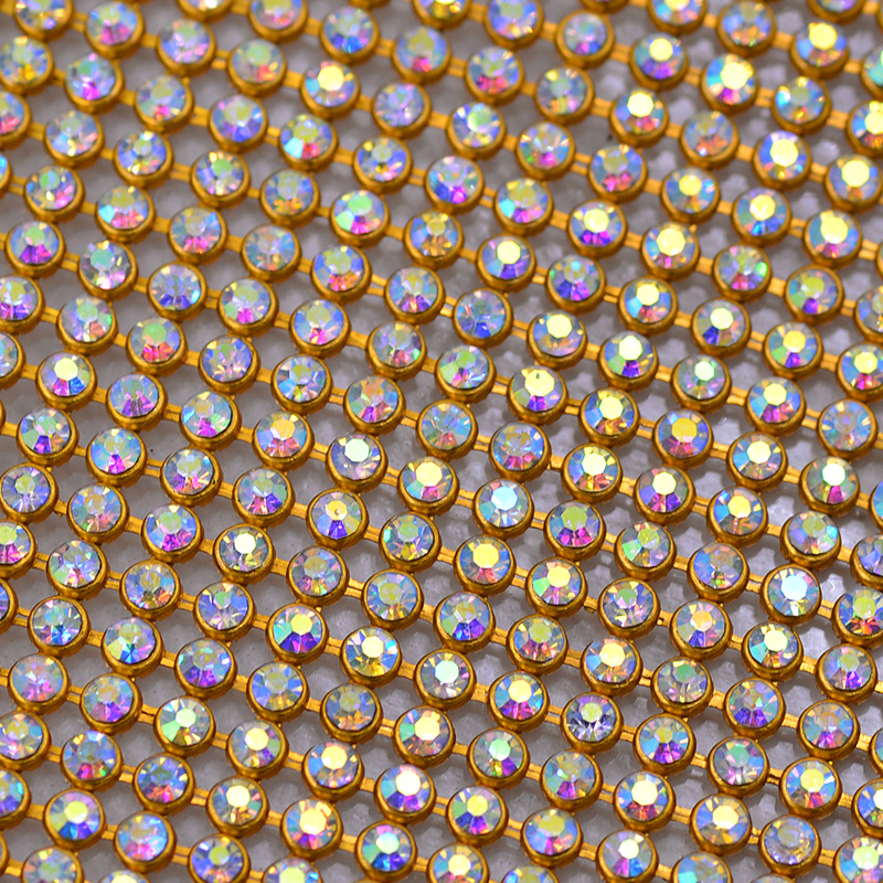 Crystal Mesh Fabric - JUNAO 45*120cm Crystal AB Glass Rhinestones