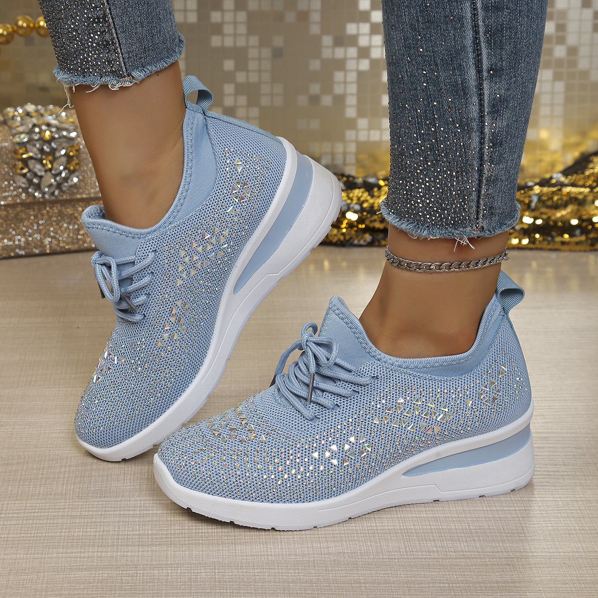 Glitter rhinestone knit mesh w – Crystal Mesh Fabric Bewertung und Preis