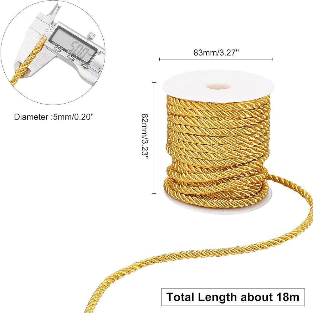 1 Roll 59 Feet Gold Cord 5mm T – Cord Trim Twisted Bewertung und Preis