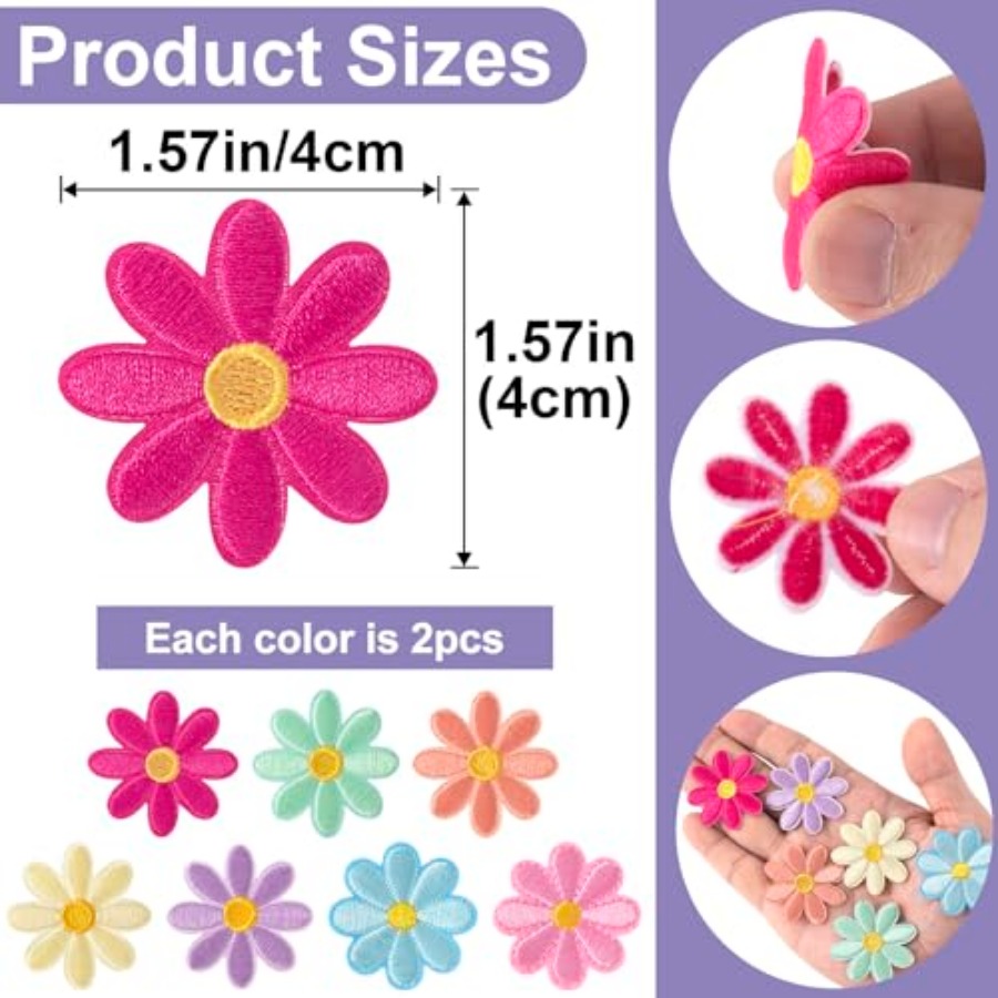 14 Pcs Flower Iron on Patches, – Applique Patch Flower Bewertung und Preis