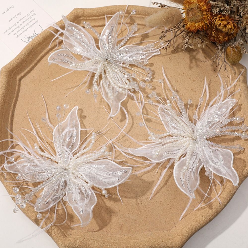 1PC Feather Pearl 3D Organza F – Applique Patch Flower Bewertung und Preis