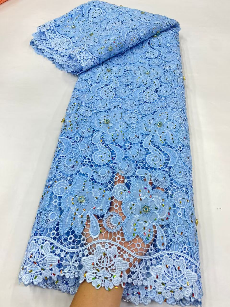 Latest Cord Guipure Lace Fabri – Crystal Mesh Fabric Bewertung und Preis