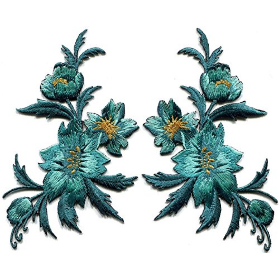 3 x 5.13 inches. Blue Green Te – Applique Patch Flower Bewertung und Preis