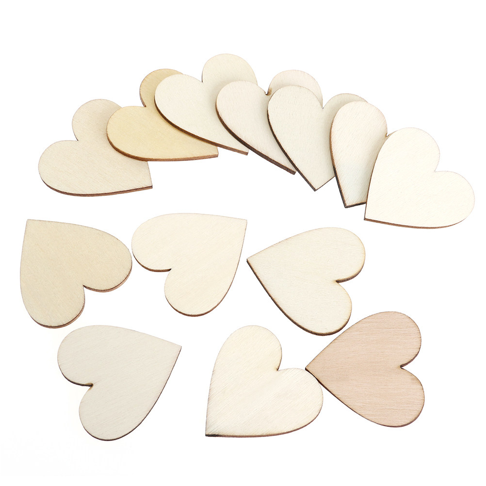 50Pcs Wooden Love Heart Craft  – Embellishments For Scrapbooking Bewertung und Preis