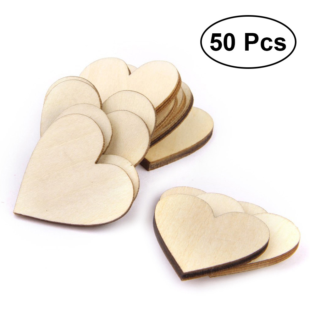 50Pcs Wooden Love Heart Craft  – Embellishments For Scrapbooking Bewertung und Preis