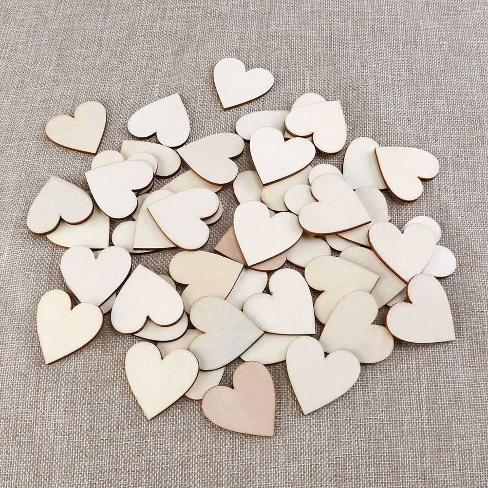 50Pcs Wooden Love Heart Craft  – Embellishments For Scrapbooking Bewertung und Preis