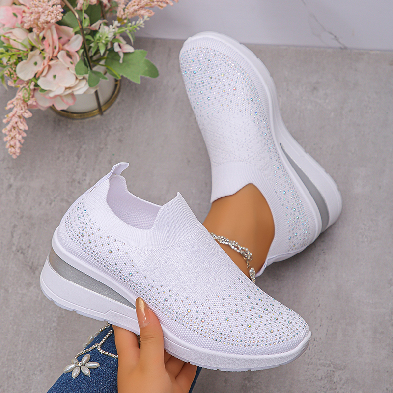 Rhinestone Decor Wedge Sneaker – Crystal Mesh Fabric Bewertung und Preis
