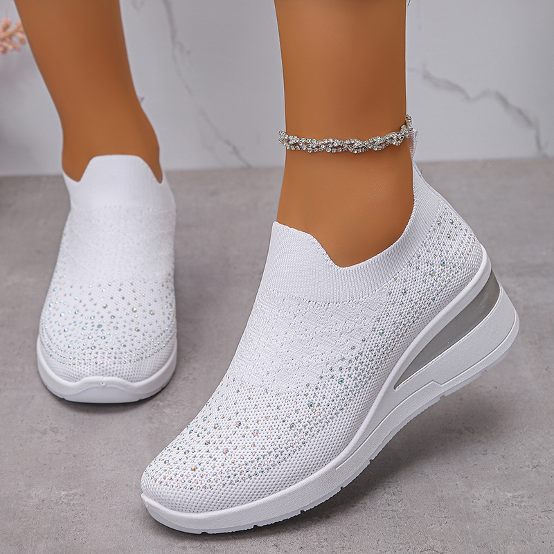 Rhinestone Decor Wedge Sneaker – Crystal Mesh Fabric Bewertung und Preis