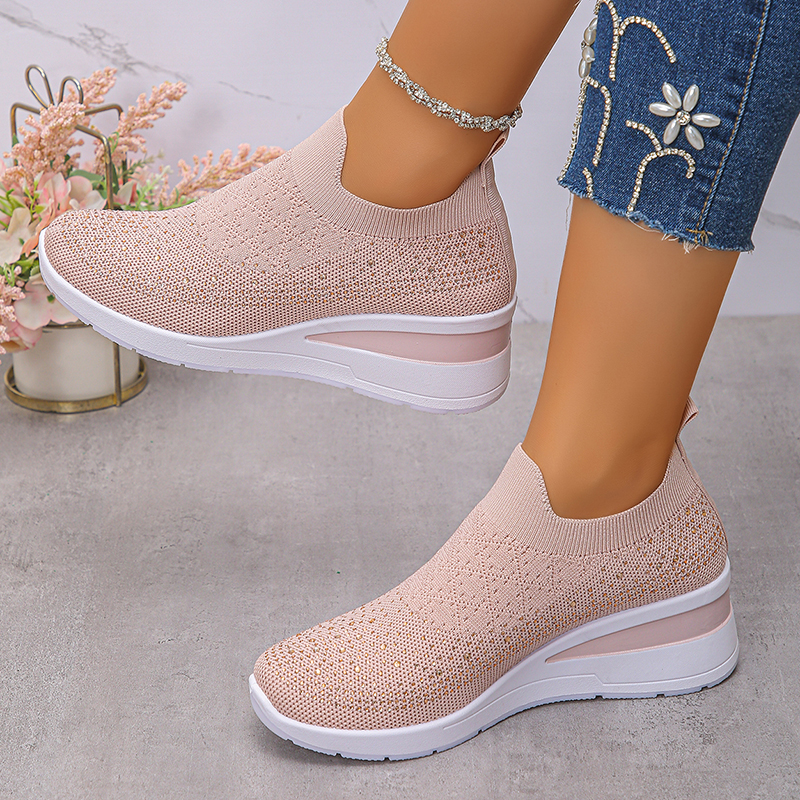 Rhinestone Decor Wedge Sneaker – Crystal Mesh Fabric Bewertung und Preis