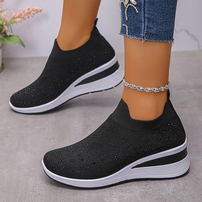 Rhinestone Decor Wedge Sneaker – Crystal Mesh Fabric Bewertung und Preis