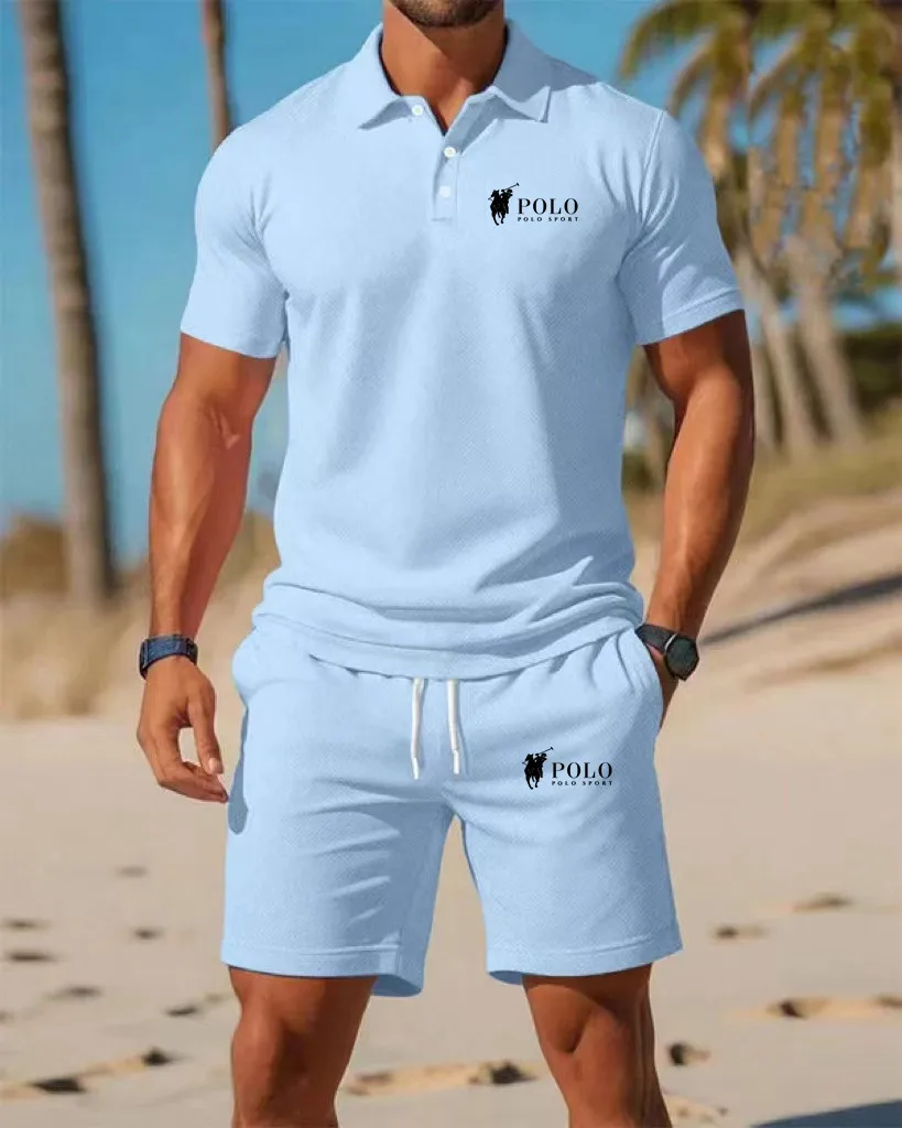 Men's Polo Shirt Set Summer Qu – Embellish Knit Bewertung und Preis