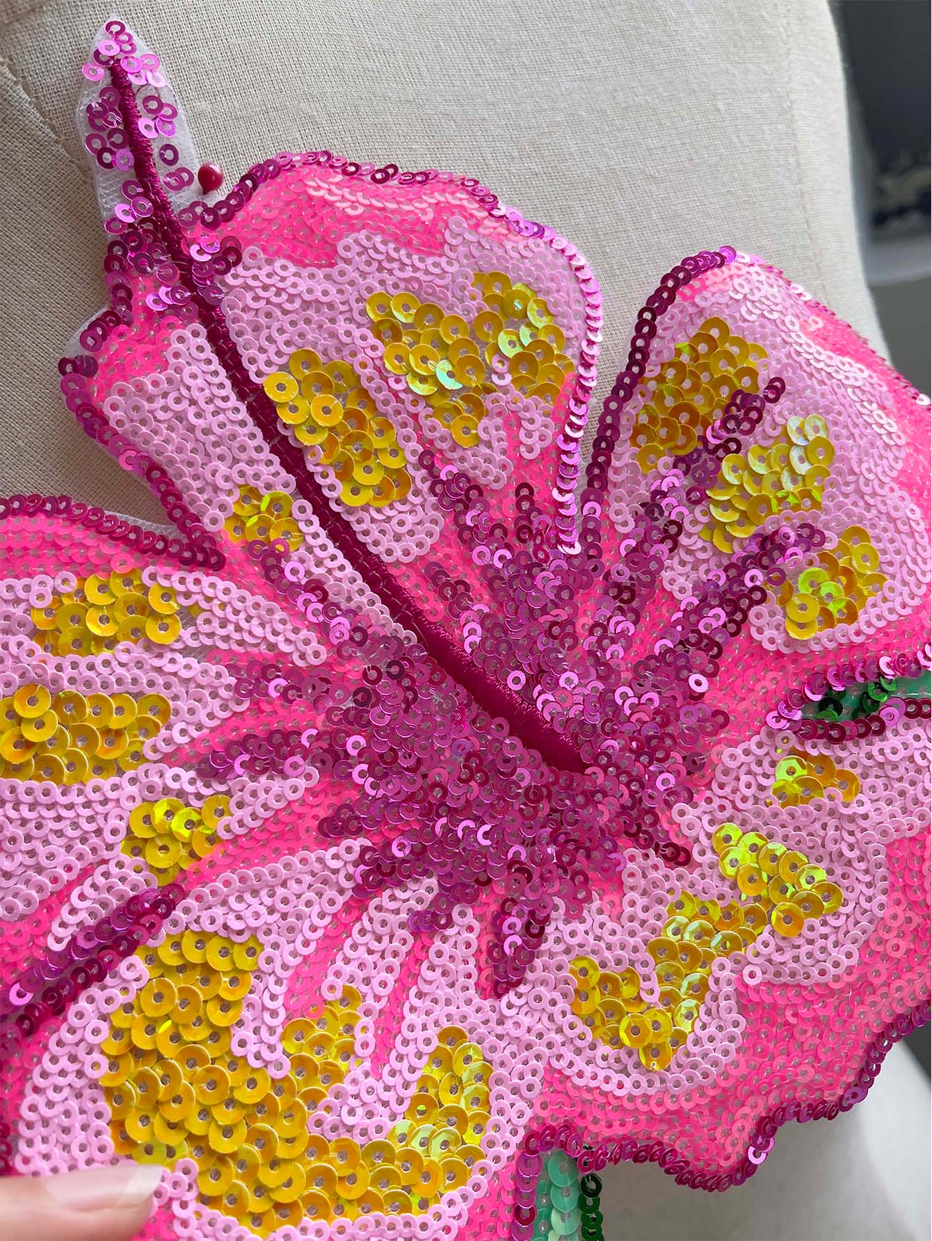 1 Piece 26CM Shining Pink Sequ – Applique Patch Flower Bewertung und Preis