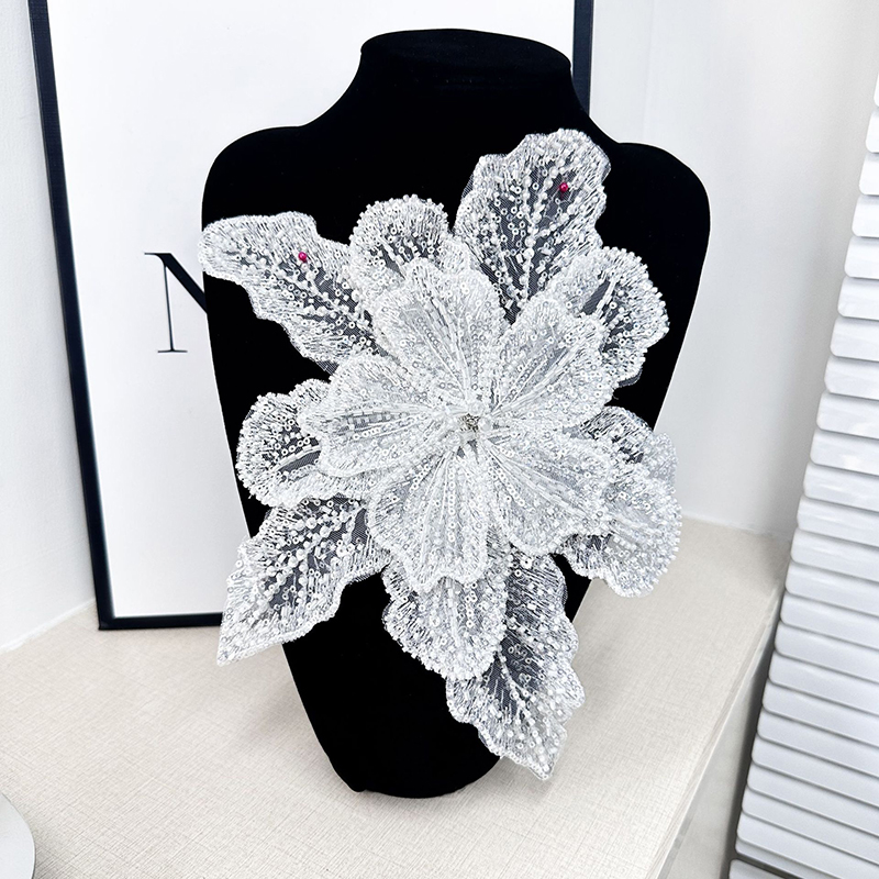 White Lace Sequin Beaded Flowe – Applique Patch Flower Bewertung und Preis